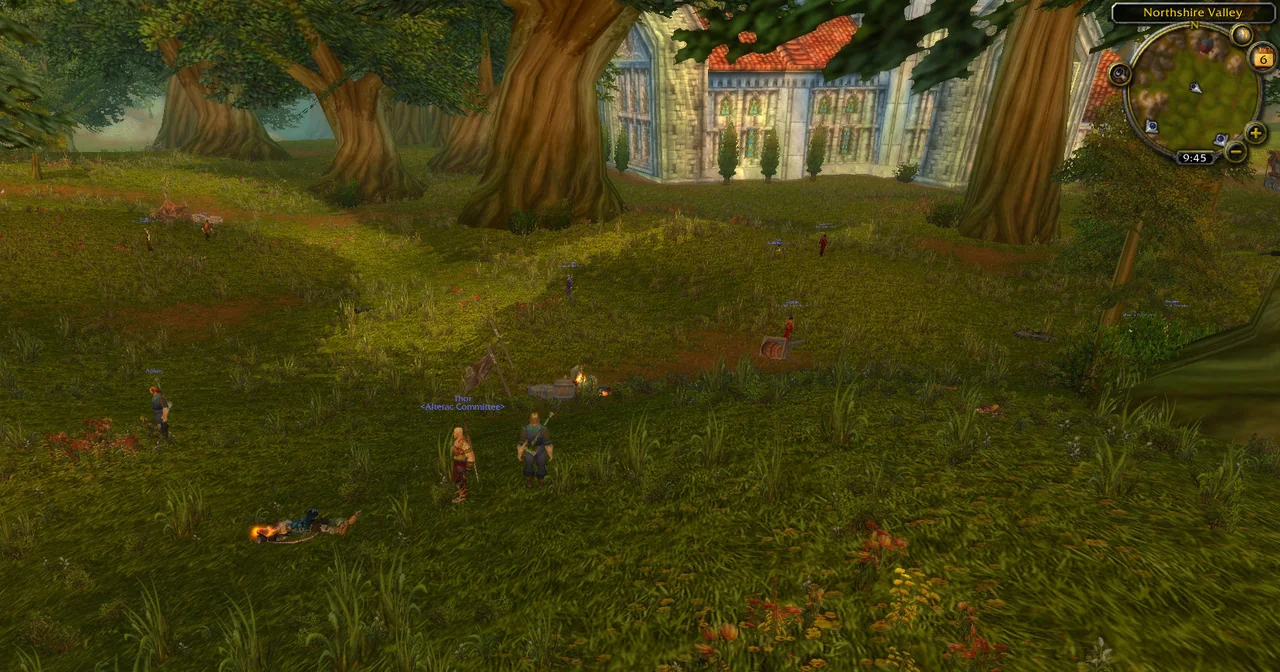 Bots questing together in Elwynn Forest, the human starting zone