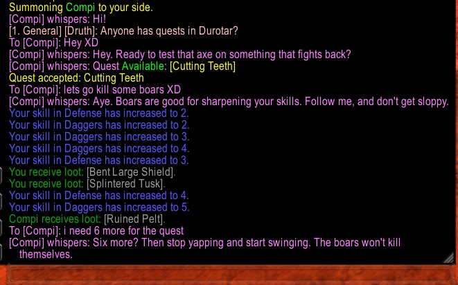 An AI companion bot replying in character in chat